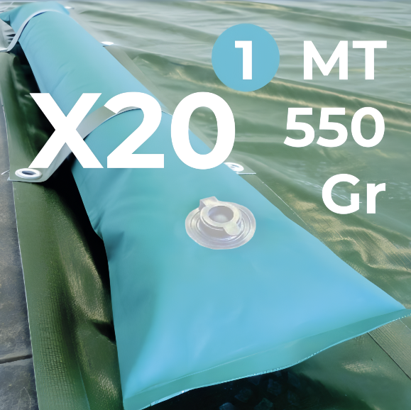 20 Tubolari Salsicciotti in PVC Rinforzato per Telo di Copertura Invernale per Piscina - MT. 1 da 550 Gr / Mq - Spessore mm. 0,96 - MADE IN ITALY