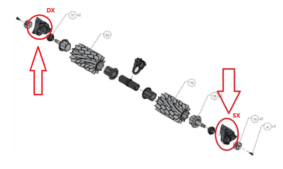 Braccetto Destro / Sinistro Spazzola Anteriore Attiva Robot Piscina Maytronics Dolphin Poolstyle 30 – 35 – 35i – 40 – 50 - 60 / E 30 – E 35 – E 35I – E 40 – E 50 – E 60 / Zenit 55 - 60 - 70 / M 550 – M 600 – M 700 / 9983116 - 9983117