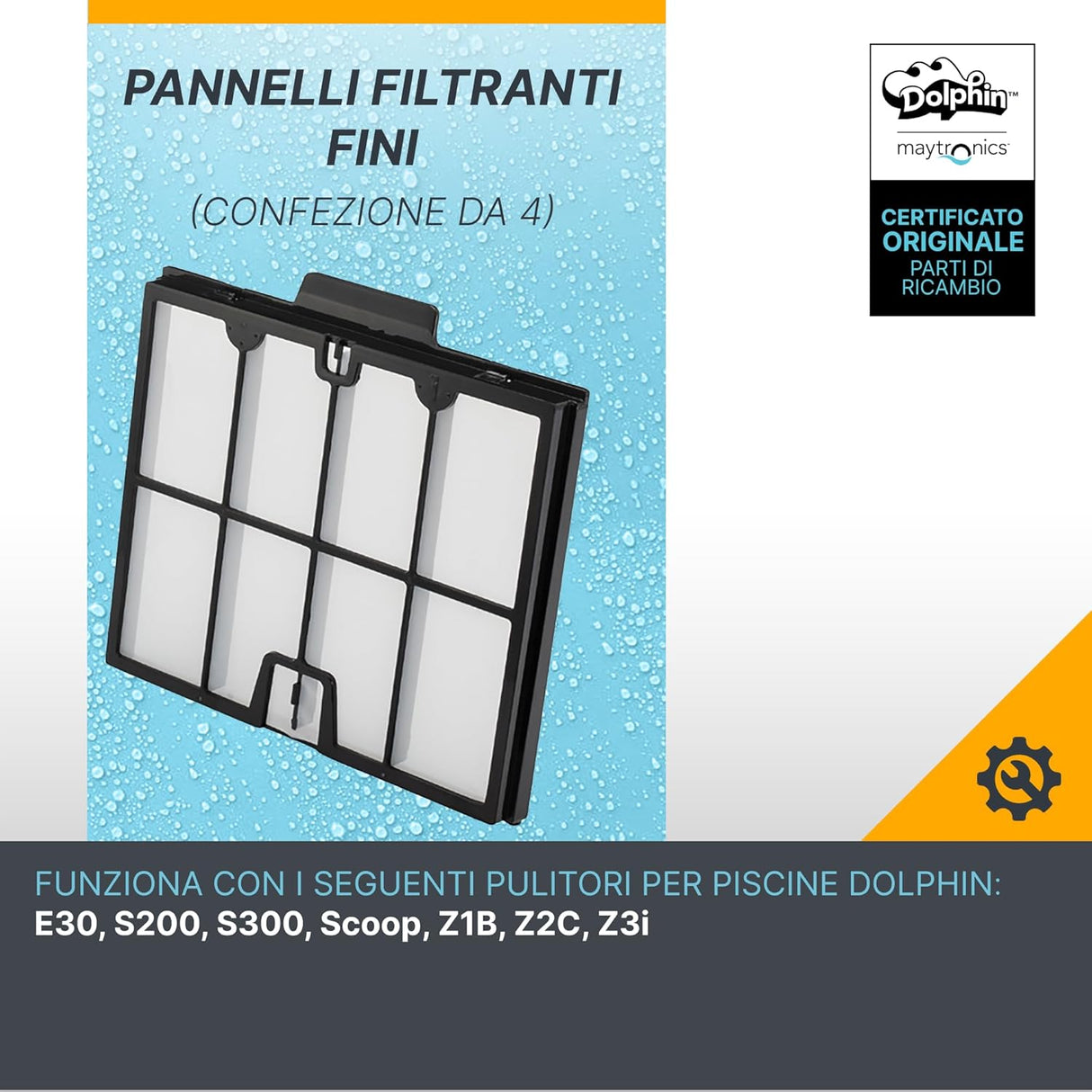 4 Cartucce Filtro Gradazione Grande 100 Micron Robot Piscina Maytronics Dolphin Poolstyle 30 – 35 – 35i – 40 – 50 - 60 / E 30 – E 35 – E 35I – E 40 – E 50 – E 60 / Z1b - Z2c - Z3i / S 200 - S 300 / Zenit 55 - 60 - 70 / M 550 – M 600 – M 700 / 9991463-ASSY