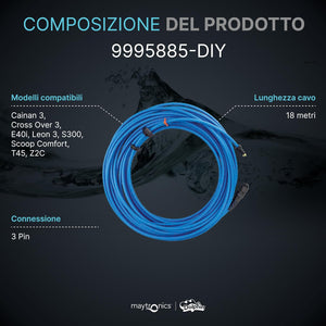 Cavo Galleggiante 18 Mt – 3 Pin con Connettori per Robot Piscina Maytronics Dolphin Poolstyle 35i – 40 – 50 / E 35i – E 40 – E 50 / Z2c - Z3i / SX 40 / SM 40 / Mr 40 / Run 40 / Wolly 40 / S300 – S300i / 9995885-DIY