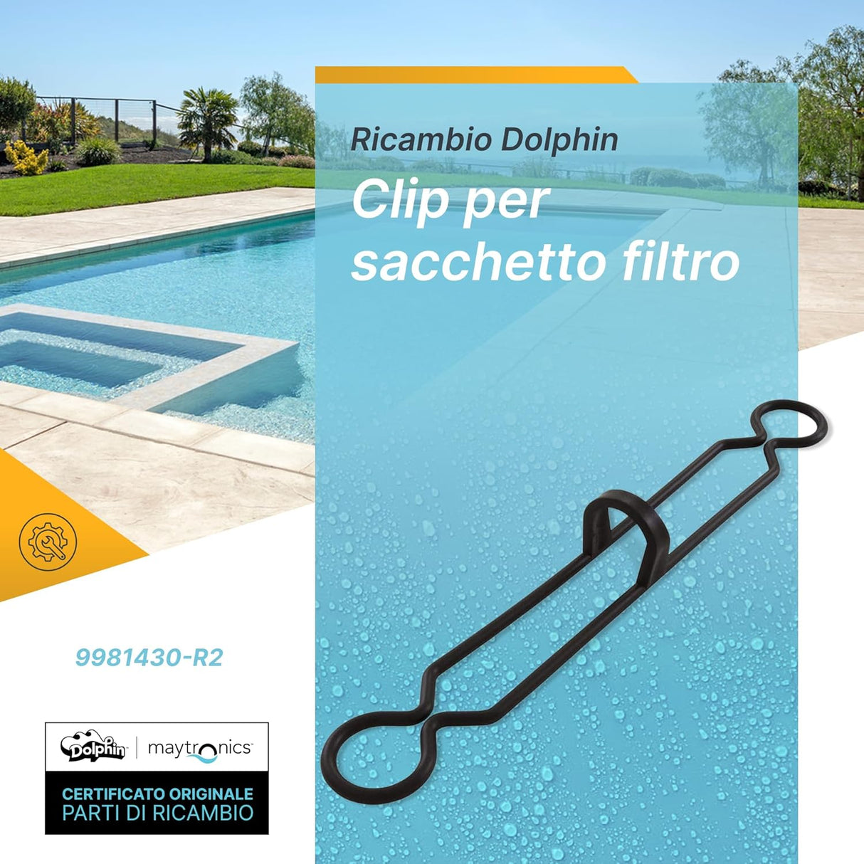 Fermaglio Clip per Sacco Filtro in Tessuto per Robot Pulitori Piscina Maytronics Dolphin - 9981430