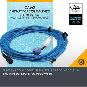 Cavo Galleggiante 18 Mt - 3 Pin – Bluetooth / WiFi con Swivel & Connettori Robot Piscina Maytronics Dolphin Z3i / S300i - S400i / Poolstyle 35i – 40i – 50i / SL300i / E35i - E40i – E50i / SM40i / SX40i / Mr40i / 99958906-DIY