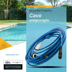 Cavo Galleggiante 18 Mt - 3 Pin con Swivel & Connettori Robot Piscina Maytronics Dolphin Poolstyle 60 / E60 / Zenit 55 - 60 - 70 / Wave 90 / C 90 / Explorer E70 / ProX 90 / Supreme M600 - M700 / 9995899-DIY