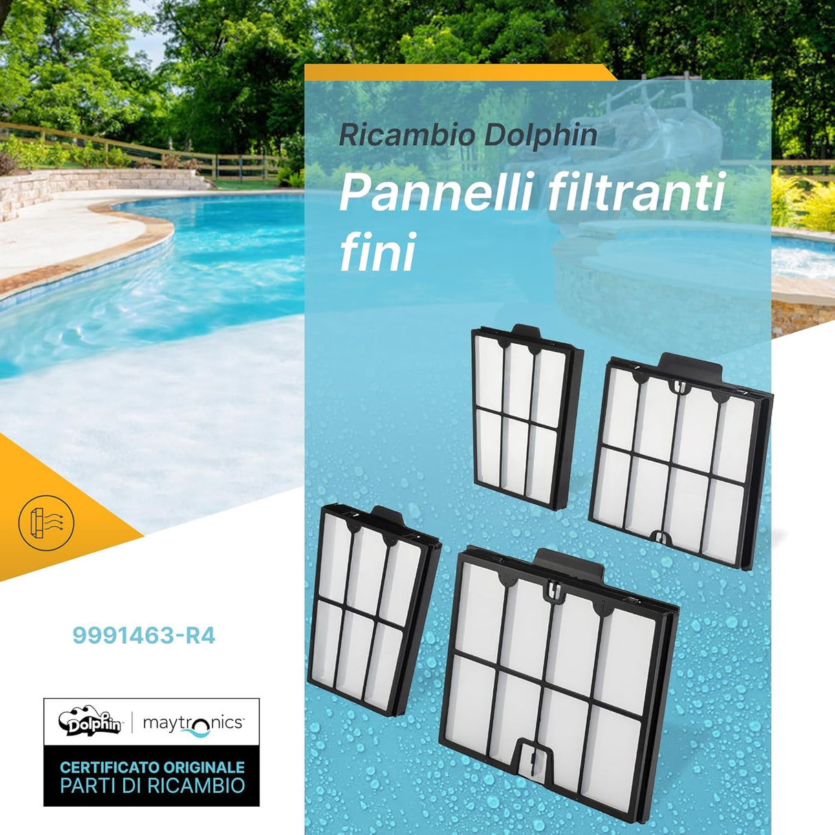 4 Cartucce Filtro Gradazione Grande 100 Micron Robot Piscina Maytronics Dolphin Poolstyle 30 – 35 – 35i – 40 – 50 - 60 / E 30 – E 35 – E 35I – E 40 – E 50 – E 60 / Z1b - Z2c - Z3i / S 200 - S 300 / Zenit 55 - 60 - 70 / M 550 – M 600 – M 700 / 9991463-ASSY