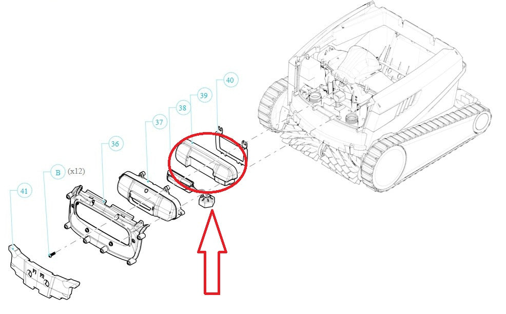 Galleggiante del Pannello Frontale per Robot Piscina Maytronics Dolphin E 60 / Poolstyle 60 / Pro X90i / Wave 90i / C 90i / Explorer E 70 / Zenit 55 - 60 - 70 /M 550 – M 600 - M 700 / 6250963