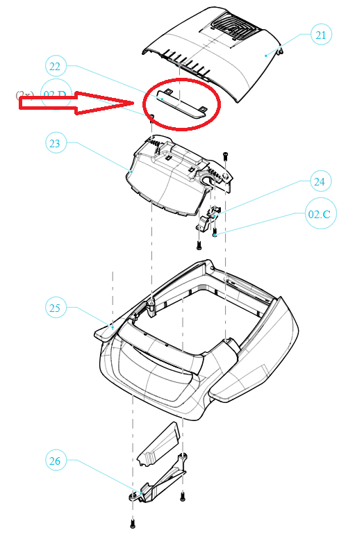 Maniglia Sportello Filtrante Robot Piscina Maytronics Dolphin Poolstyle AG - Plus - Advance / SL 100 / SX 10 - 20 / Mr 10 - 20 / SM 10 - 20 / Mini Kart / E 10 - E 20 / S 100 / My Zefiro Plus / 9983068