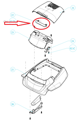 Maniglia Sportello Filtrante Robot Piscina Maytronics Dolphin Poolstyle AG - Plus - Advance / SL 100 / SX 10 - 20 / Mr 10 - 20 / SM 10 - 20 / Mini Kart / E 10 - E 20 / S 100 / My Zefiro Plus / 9983068