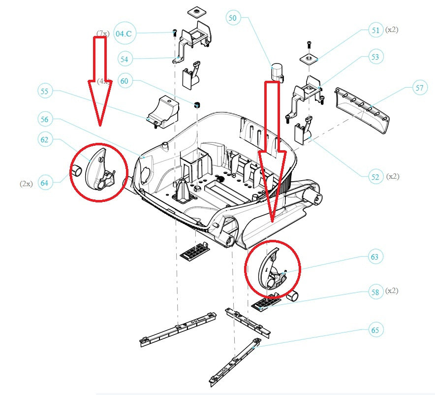 Supporto Sinistro per Spazzola Attiva Anteriore per Robot Piscina Maytronics Dolphin Poolstyle AG - Plus - Advance / SX 10 - 20 / Mr 10 - 20 / SM 10 - 20 / Mini Kart / E 10 – E 20 - E 25 / S 50 - S 100 / ZFun / Liberty 200 – 300 – 400 / M96100041