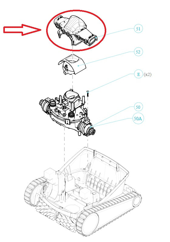 Convogliatore di Flusso Trasparente con Membrane per Robot Piscina Maytronics Dolphin E 60 / Poolstyle 60 / Pro X90i / Wave 90i / C 90i / Explorer E 70 / Zenit 55 - 60 - 70 /M 550 – M 600 - M 700 / 99966009