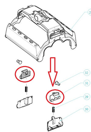 Pulsante di Bloccaggio Manico per Robot Piscina Maytronics Dolphin Zefiro SF 40 - SF 50 - SF 60 / PS 40 – PS 50 - PS 60 / M 400 – M 500 / Kaptur 400 - 500 / Supreme M 4 – M 5 / Explorer / Oasis 40 – 50 – 60 / Urus 400 – 500 / 9980884