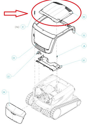 Coperchio Vano Filtro per Robot Piscina Maytronics Dolphin E 60 / Poolstyle 60 / Pro X90i / Wave 90i / C 90i / Explorer E 70 / Zenit 55 - 60 - 70 / M 550 – M 600 - M 700 / 99952419-ASSY