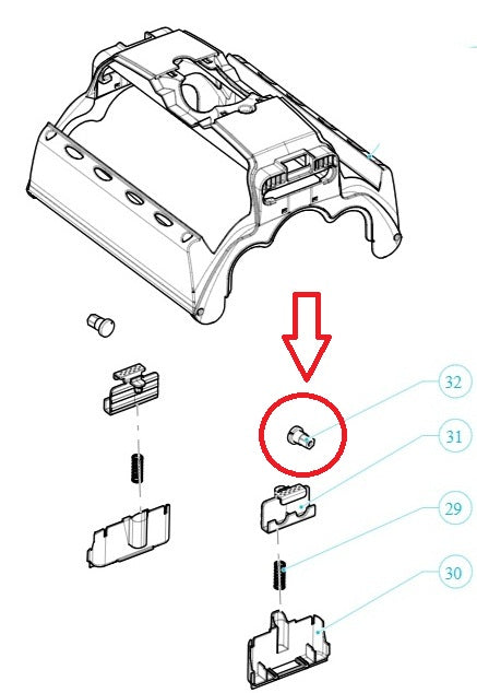 Perno Manico Superiore per Robot Maytronics Dolphin Diagnostic 2001 - 3001 / X Force 20 - 30 / Cosmos 20 - 30 / Oasis 40 – 50 - 60 / Zefiro SF 40 – SF 50 - SF 60 / F 40 – F 50 – F 60 / Urus 400 - 500 / Dynamic Pro X2 - 2x2 Pro / 9985065