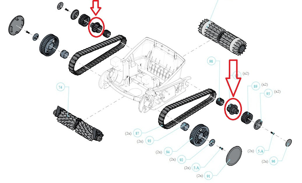 Adattatore Cuscinetto Spazzola Posteriore Robot Piscina Maytronics Dolphin Poolstyle AG - Plus - Advance - 30 - 35 - 40i - 50i - 60i / SL100 - 200 - 300i / SX10 - 20 - 30 - 40i / Mr10 - 20 - 30 - 40i / SM10 - 20 - 30 - 40i / Mini Kart / E10 - E20 -