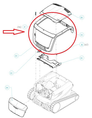 Telaio Esterno Superiore per Robot Piscina Maytronics Dolphin E 60 / Poolstyle 60 / Pro X90i / Wave 90i / C 90i / Explorer E 70 / Zenit 55 - 60 - 70 /M 550 – M 600 - M 700 / 999571410