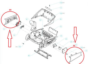 Carter Laterale Destro / Sinistro per Robot Piscina Maytronics Dolphin E 60 / Poolstyle 60 / Pro X90i / Wave 90i / C 90i / Explorer E 70 / Zenit 55 - 60 - 70 / M 550 – M 600 - M 700 / 998329791 - 998329691