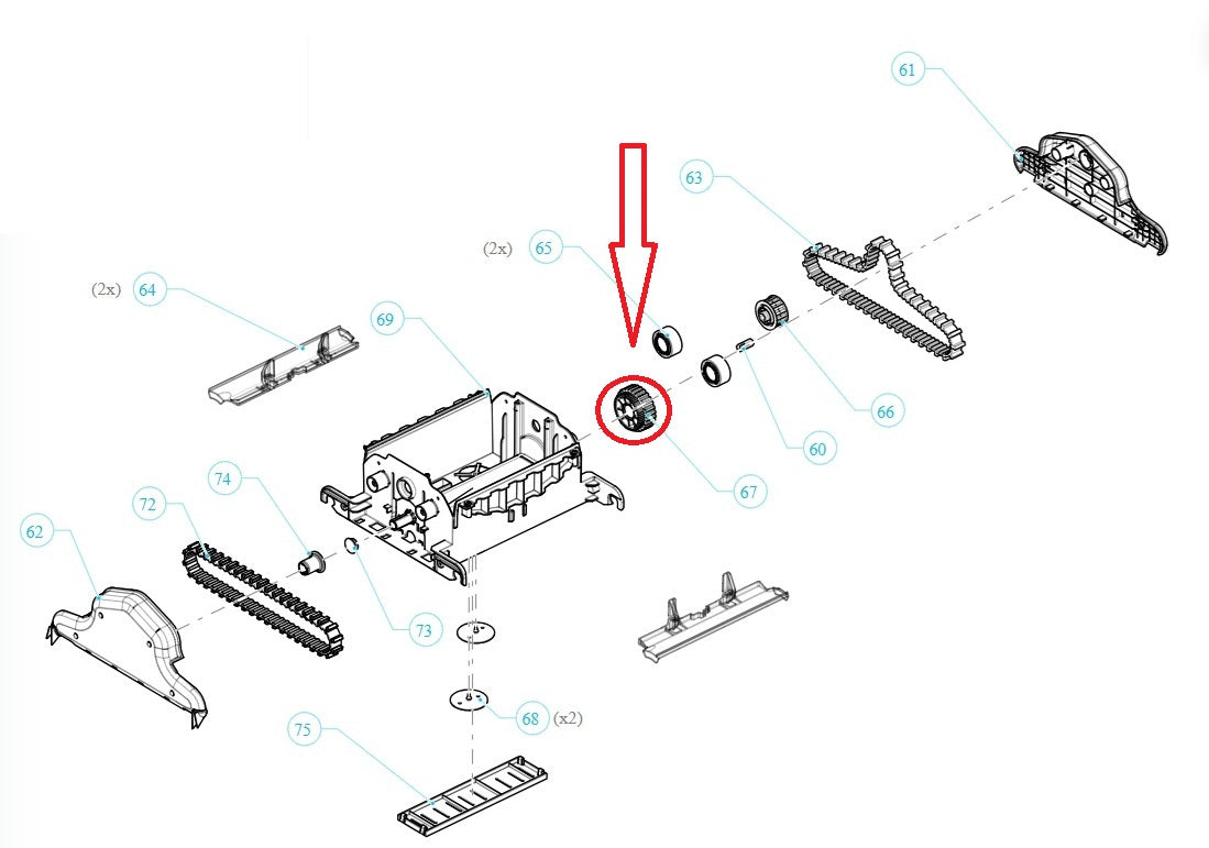 Ingranaggio Trasmissione Terza Spazzola Centrale per Robot Piscina Maytronics Dolphin Pro X1 / PS 50 - 60 / Supreme M4 - M5 / M 400 – M 500 / Maximus X70 - X90 / Zenit 20 - 30 / Kaptur 400 - 500 / Zefiro SF 40 – SF 50 – SF 60 / Supreme M5 Bio / 9991043