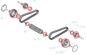 Kit Trasmissione per Robot Piscina Mono Spazzola Maytronics Dolphin Poolstyle AG - Plus - Advance / SX 10 - 20 / SM 10 - 20 / Mini Kart / E 10 – E 20 - E 25 / S 50 - S 100 / ZFun / Liberty 200 – 300 – 400 / My Zefiro Plus / Kitmono