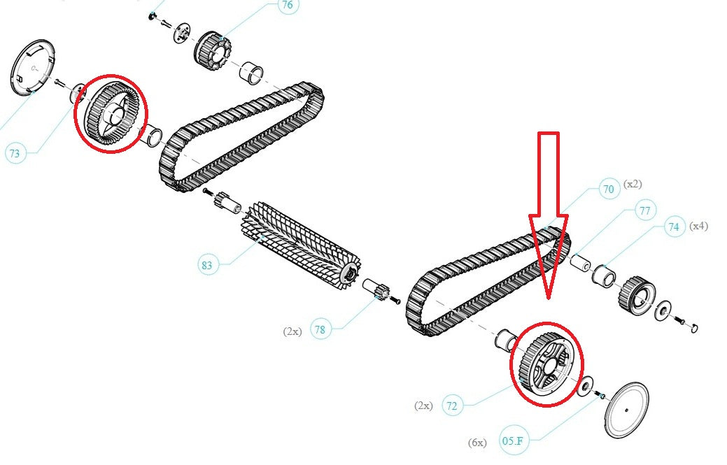 Ruota Grande Dentata Trazione Anteriore Robot Piscina Maytronics Dolphin Poolstyle AG – Plus – Advance - 30 - 35 - 35i - 40 - 50 / SX 30 - 40 / Mr 30 - 40 / SM 30 - 40 / E 10 – E 20 – E 25 – E 30 – E 35 – E 40 – E 50 / 99831112 - 99834106 - 9983410